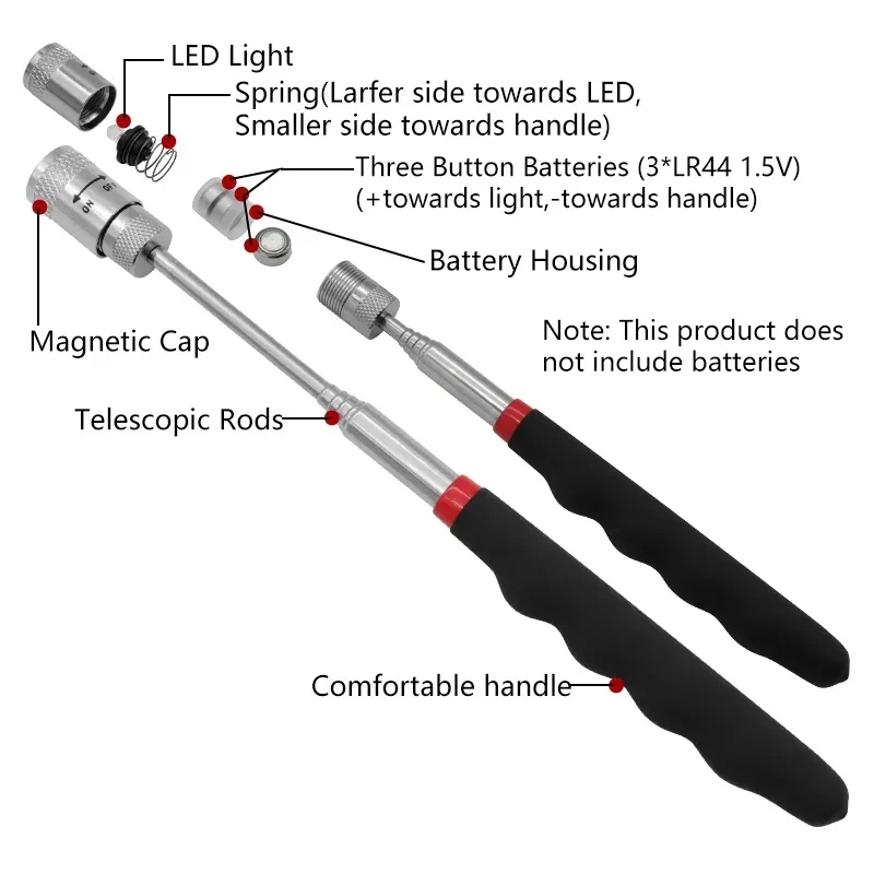 Telescopic Fishing Rod - Telescopic Magnetic Pen with LED Light