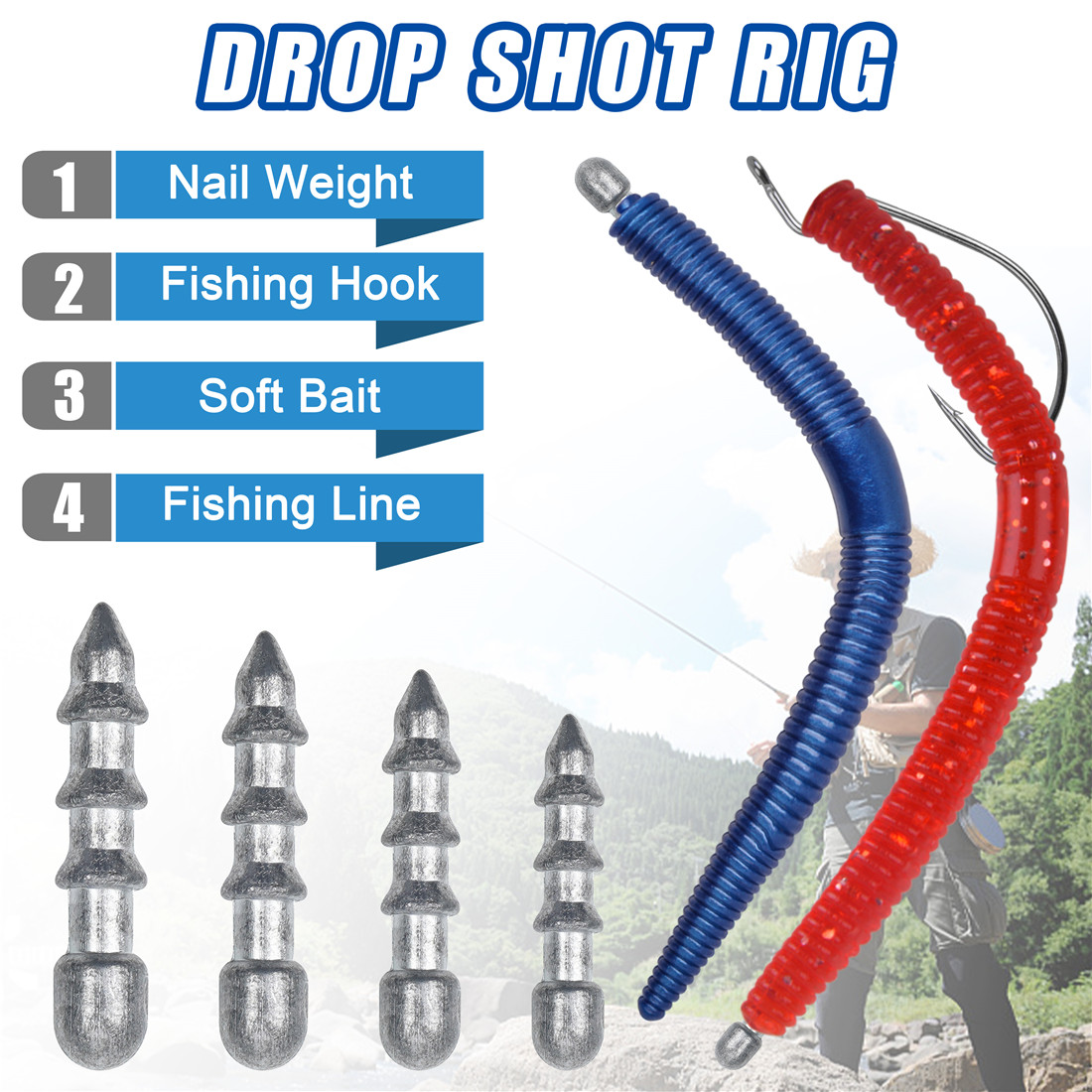 60PCS Nail weights Worm Fishin - огляд і ціна Fishing Quest